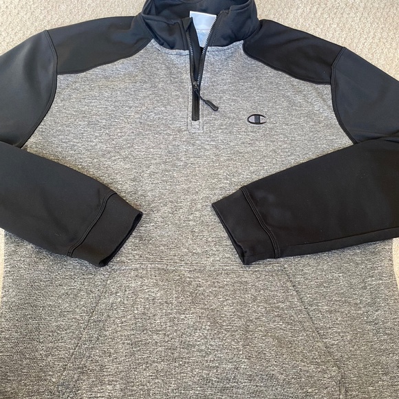 Champion sweatshirt performance Duofold Warm 1/4 zip gray black Large - Picture 6 of 12